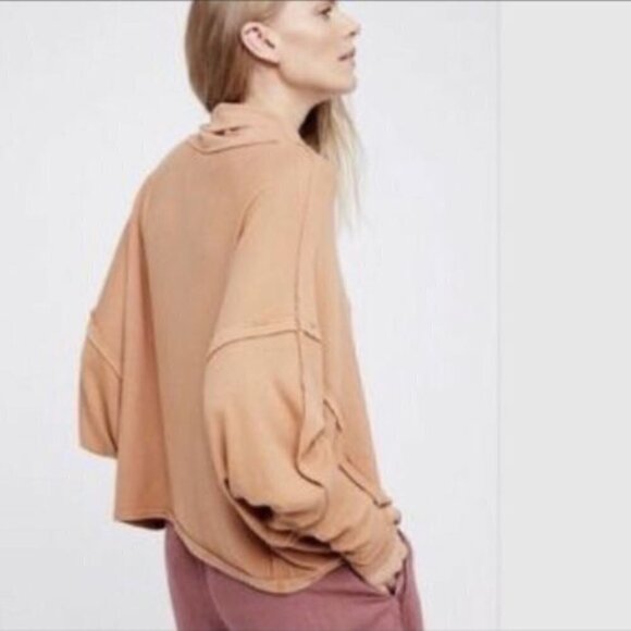 Free People Alameda Oversized Pullover Top, Caramel, Size M - Picture 2 of 10